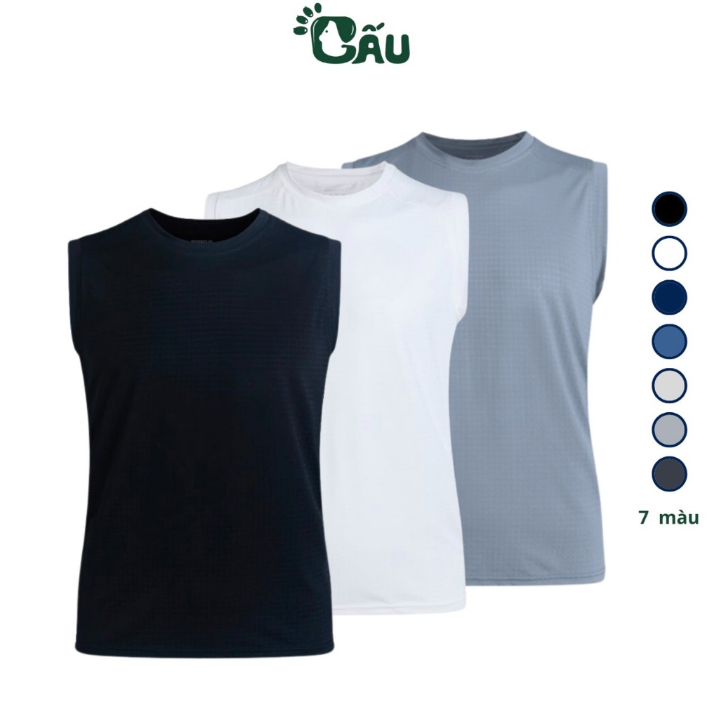 Ảnh Áo thun ba lỗ nam Gấu 194 vải thun mè co dãn 4 chiều, áo thể thao - gym - bóng đá, from slim fit - MÈ NGANG BL 2