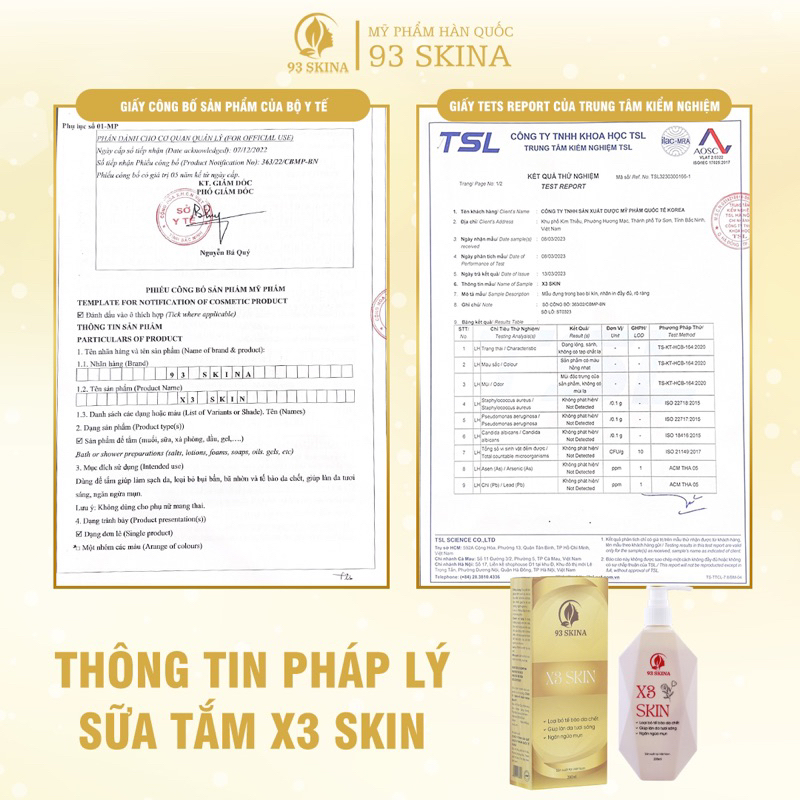 Sữa tắm trắng da hương nước hoa X3 Skin,dưỡng da dữ ẩm ,loại bỏ tế bào chết ,giúp da mềm mịn 93Skina