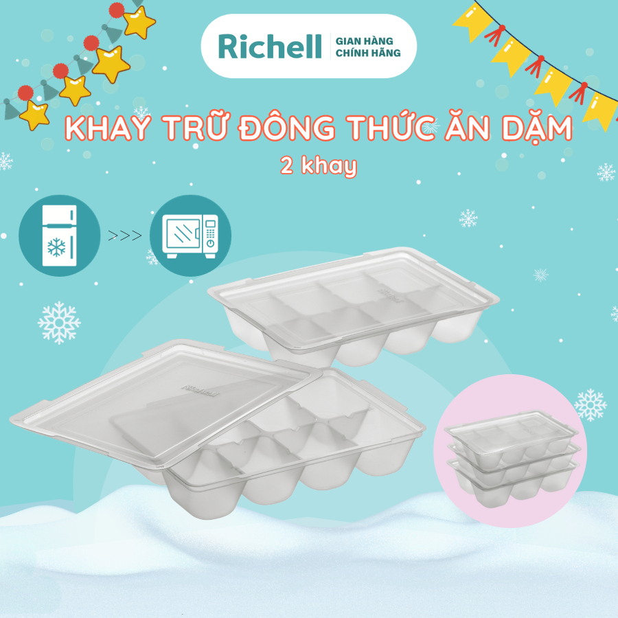 Bộ khay trữ đông thức ăn dặm RICHELL 15-25-50ml có nắp đậy | Baby | Shopee  Việt Nam