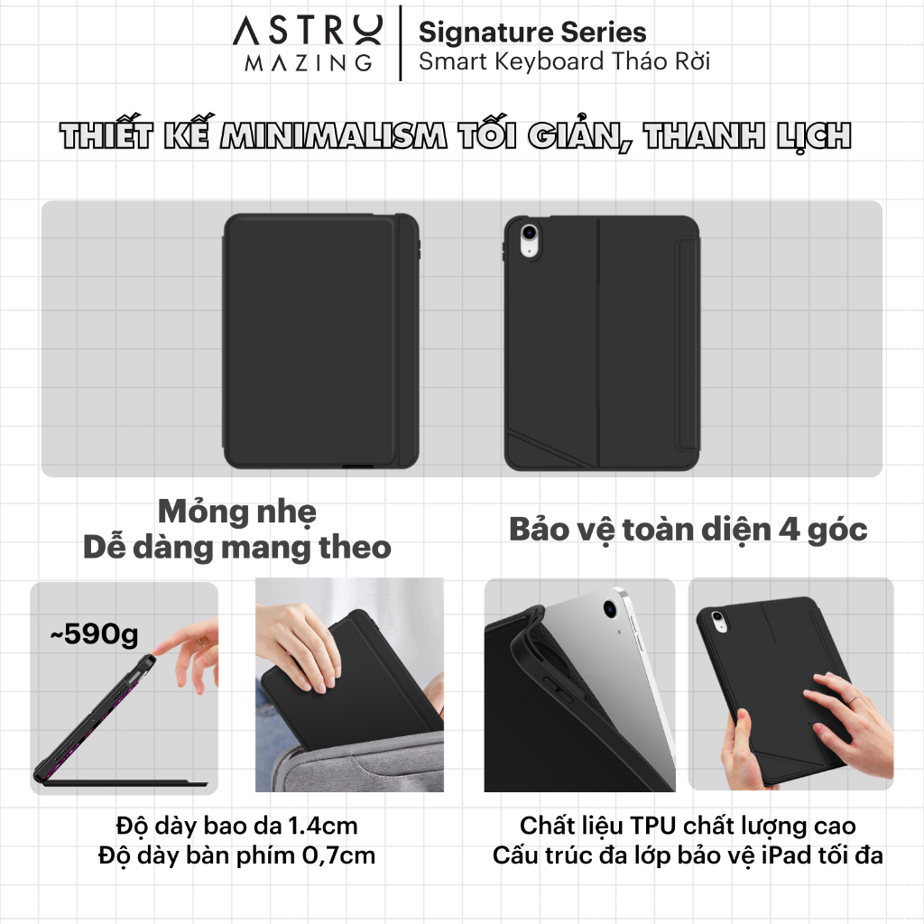 Ảnh Ốp bàn phím tháo rời AstroMazing cho i.Pad 18/20/22/M1M2 Pro 11 12.9 10.2 Mini 6 2