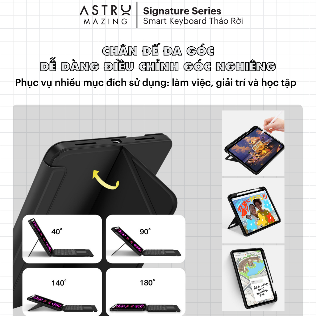 Ảnh Ốp bàn phím tháo rời AstroMazing cho i.Pad 18/20/22/M1M2 Pro 11 12.9 10.2 Mini 6 4