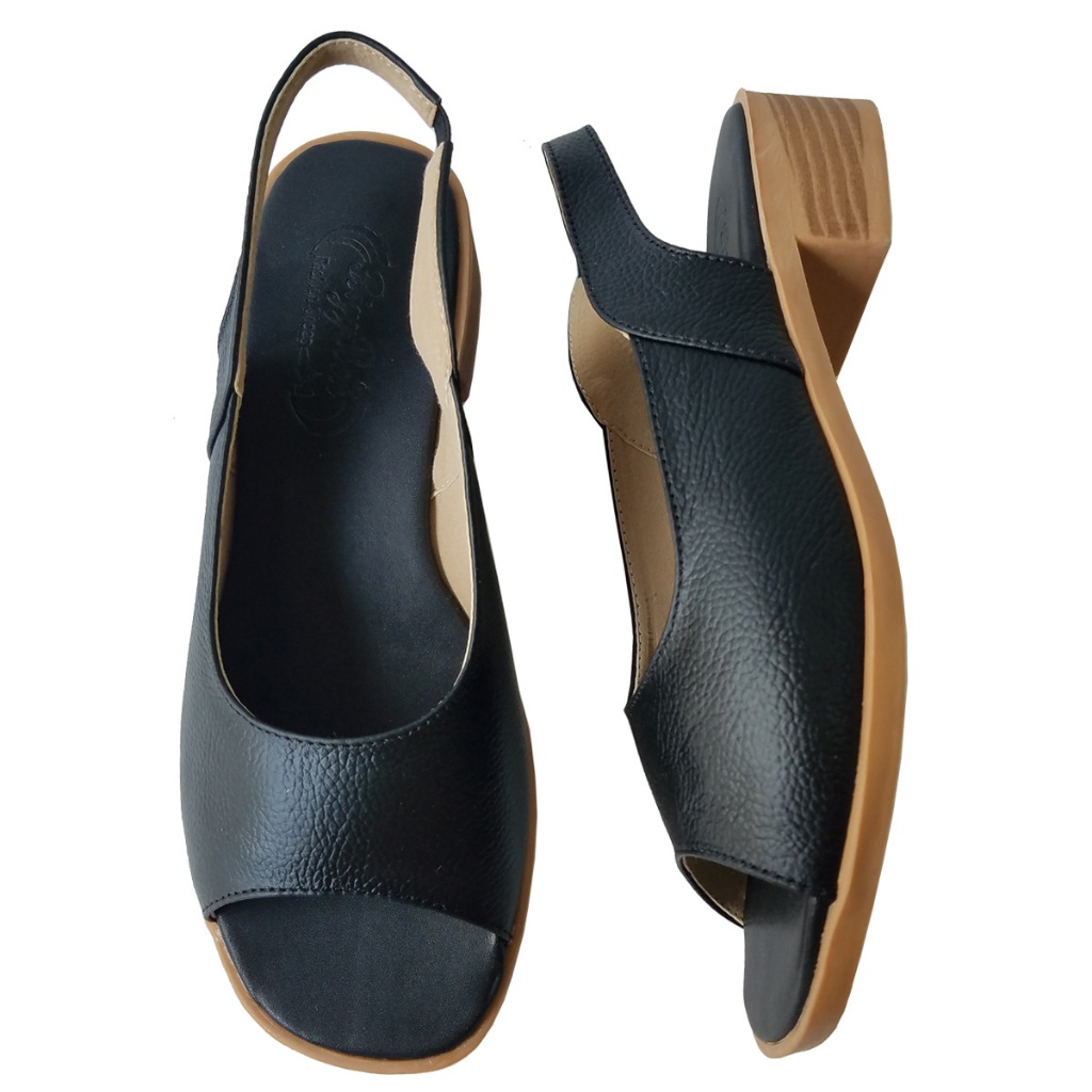 Giày sandal cao gót nữ da bò thật BIGGBEN gót 4 cm HKD688