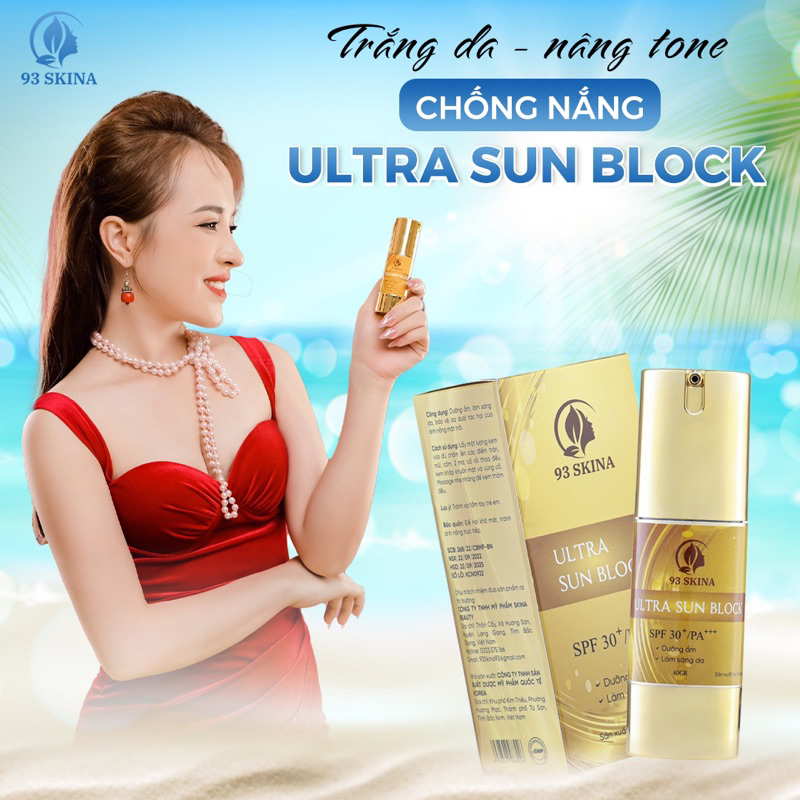 Kem trắng da chống nắng ngăn ngừa lão da lên tone ban ngày ULTRA SUN BLOCK 93Skina