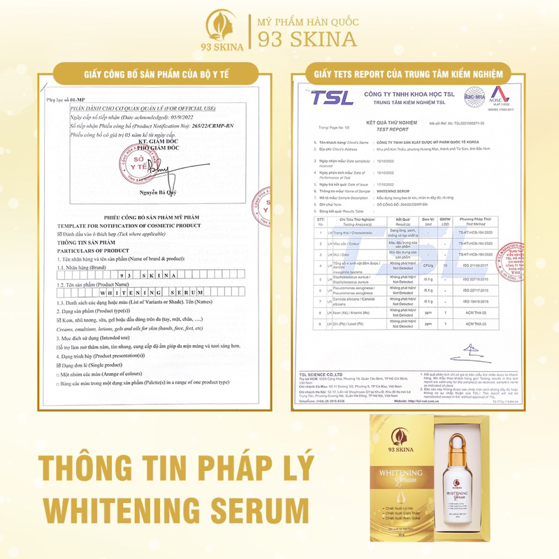 Serum trắng da căng bóng ngăn ngừa lão hóa da mờ thâm nám tàn nhang SERUM 93Skina