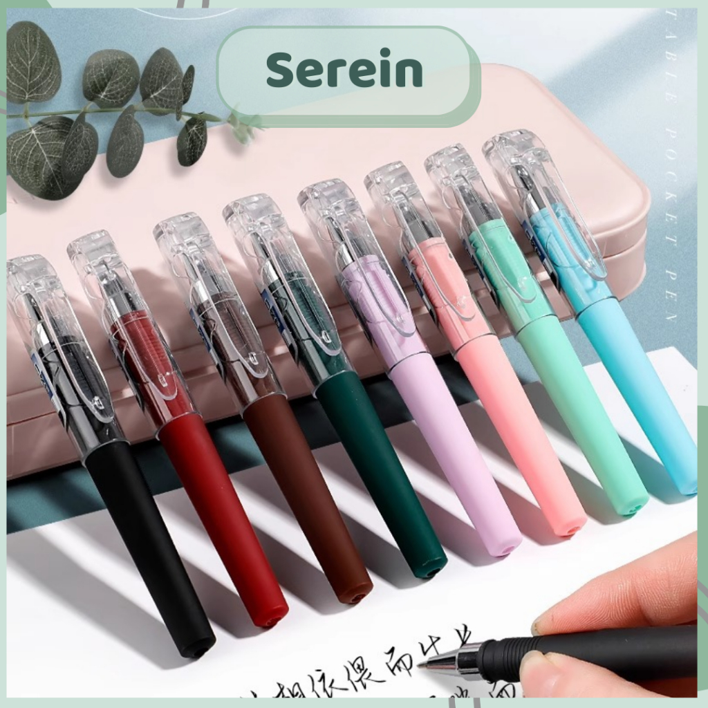 Bút mực gel mini cầm tay SEREIN bút bi mực đen ngòi 0.5mm nhỏ gọn vặn ...