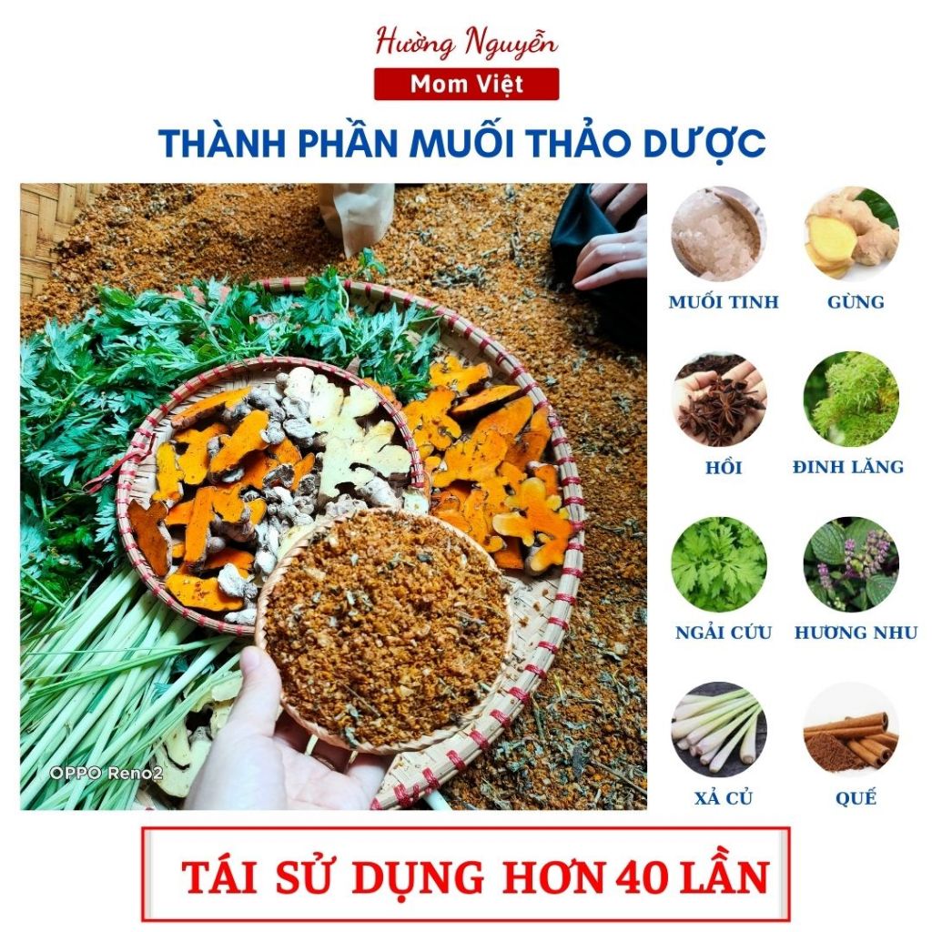 Muối chườm bụng sau sinh thảo dược giảm mỡ bụng mờ rạn cho mẹ sau sinh