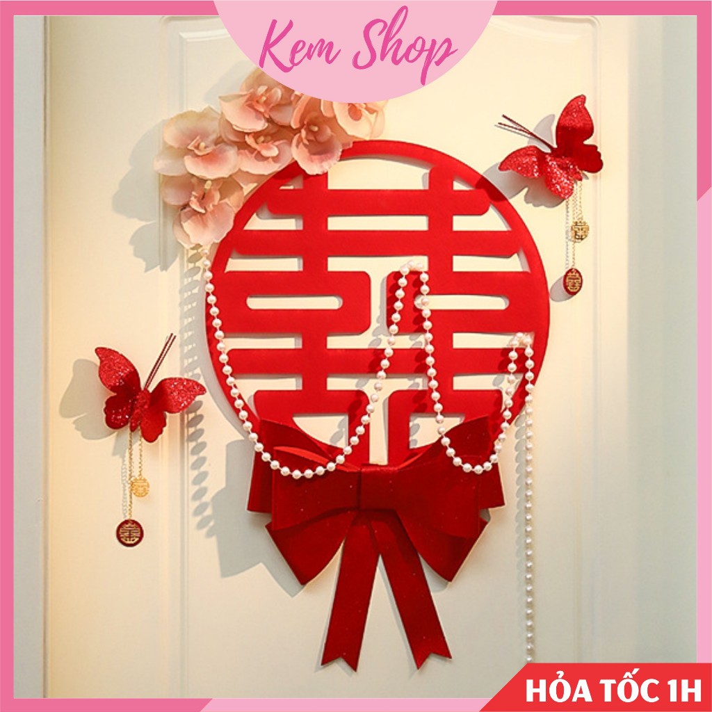Set chữ hỷ trang trí đám cưới DIY, chữ hỷ trang trí phòng khách, phòng cưới - Kem Shop K364