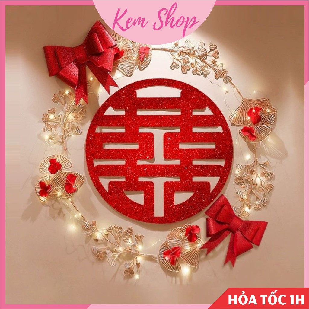 Set chữ hỷ trang trí đám cưới DIY, chữ hỷ trang trí phòng khách, phòng cưới - Kem Shop K364