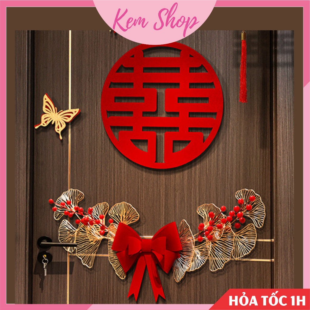 Set chữ hỷ trang trí đám cưới DIY, chữ hỷ trang trí phòng khách, phòng cưới - Kem Shop K364