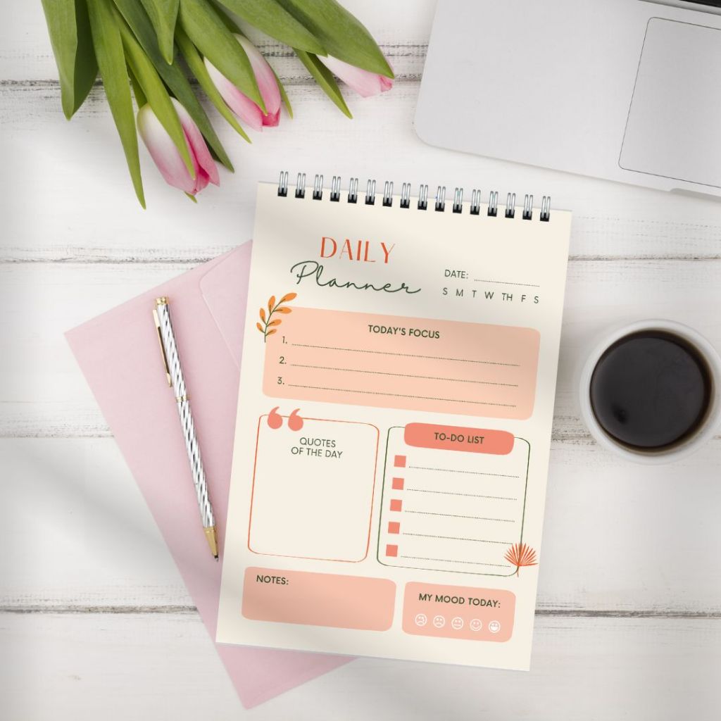 Sổ Daily planner, sổ lò xo, sổ kế hoạch hằng ngày 14,5x21cm