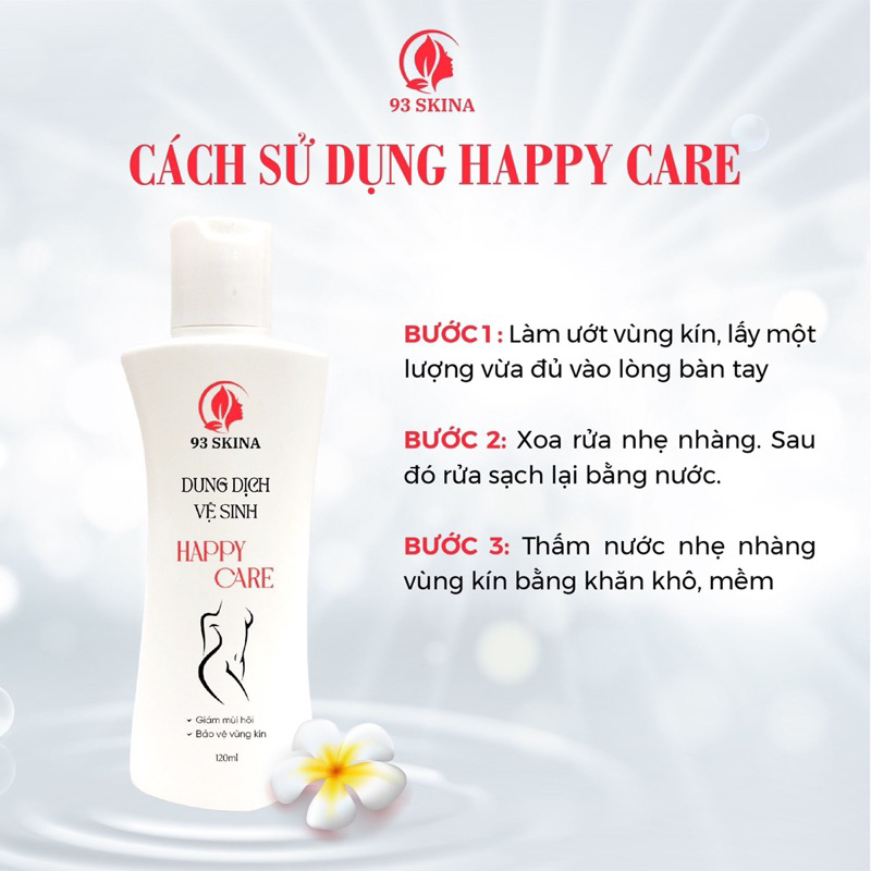 Dung dịch vệ dinh phụ nữ giúp làm sach và cân bằng độ PH ,giảm mùi ,ngứa HAPPY CARE 93 skina
