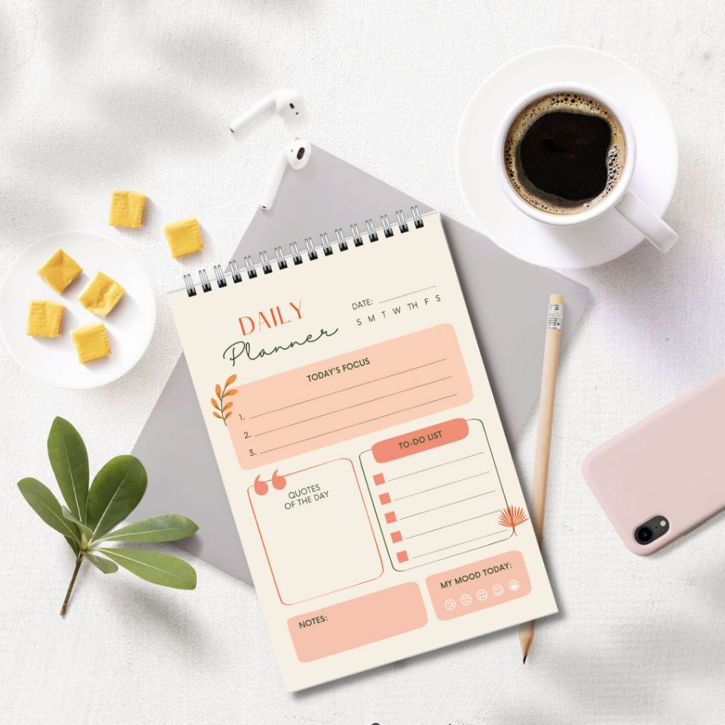 Sổ Daily planner, sổ lò xo, sổ kế hoạch hằng ngày 14,5x21cm