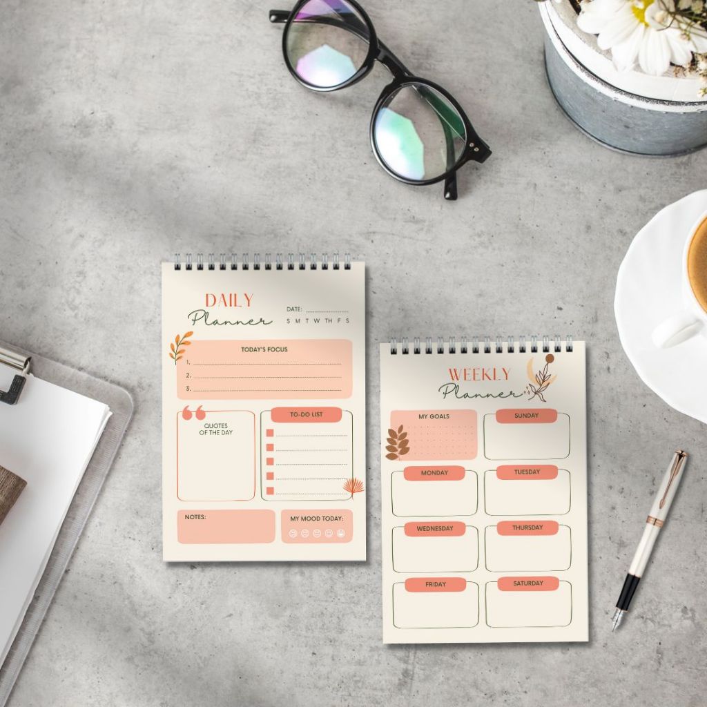 Sổ Daily planner, sổ lò xo, sổ kế hoạch hằng ngày 14,5x21cm