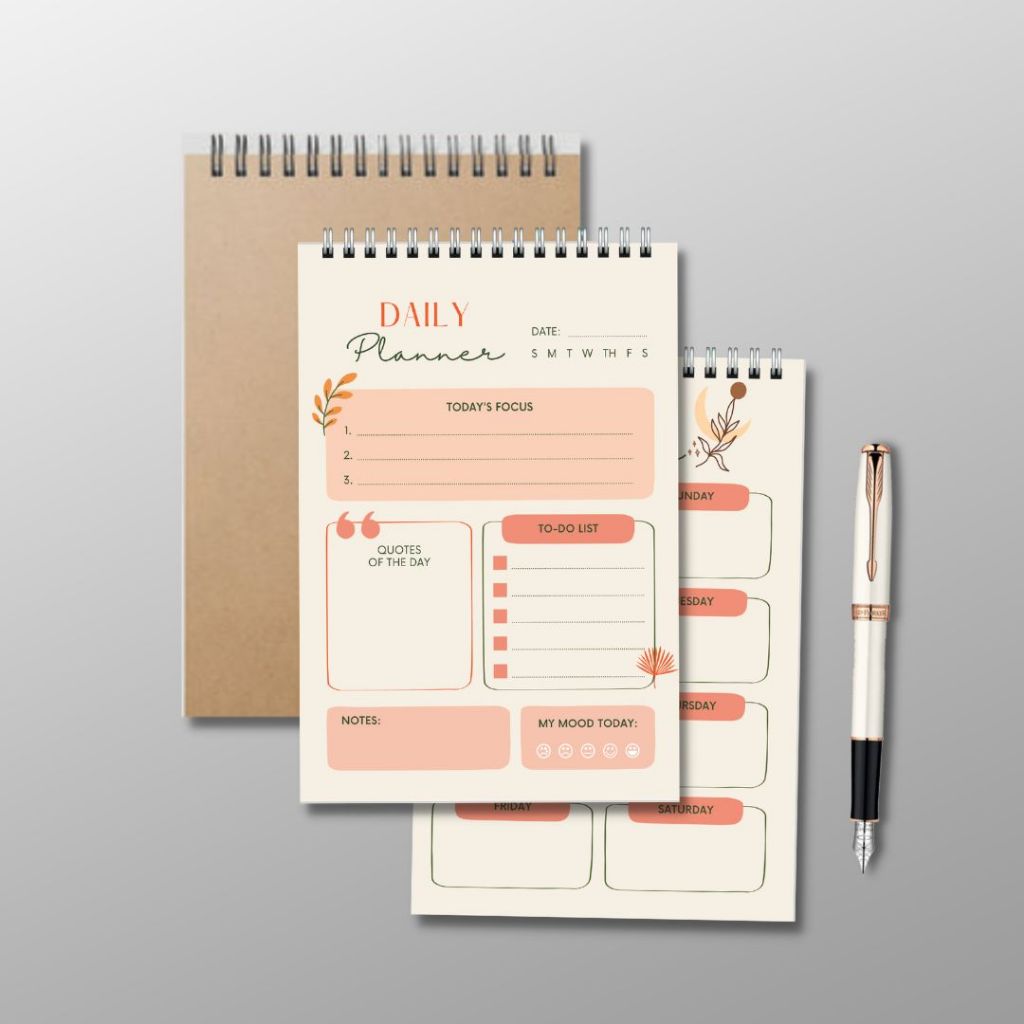 Sổ Daily planner, sổ lò xo, sổ kế hoạch hằng ngày 14,5x21cm