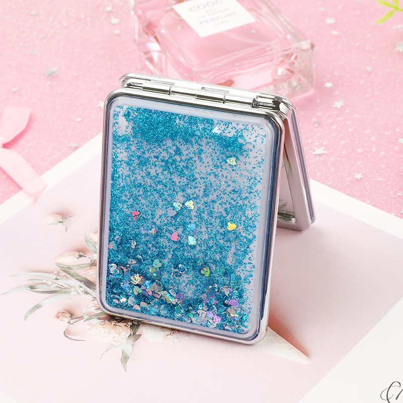 Gương trang điểm hai mặt mini hình chữ nhật hình tròn xinh xắn