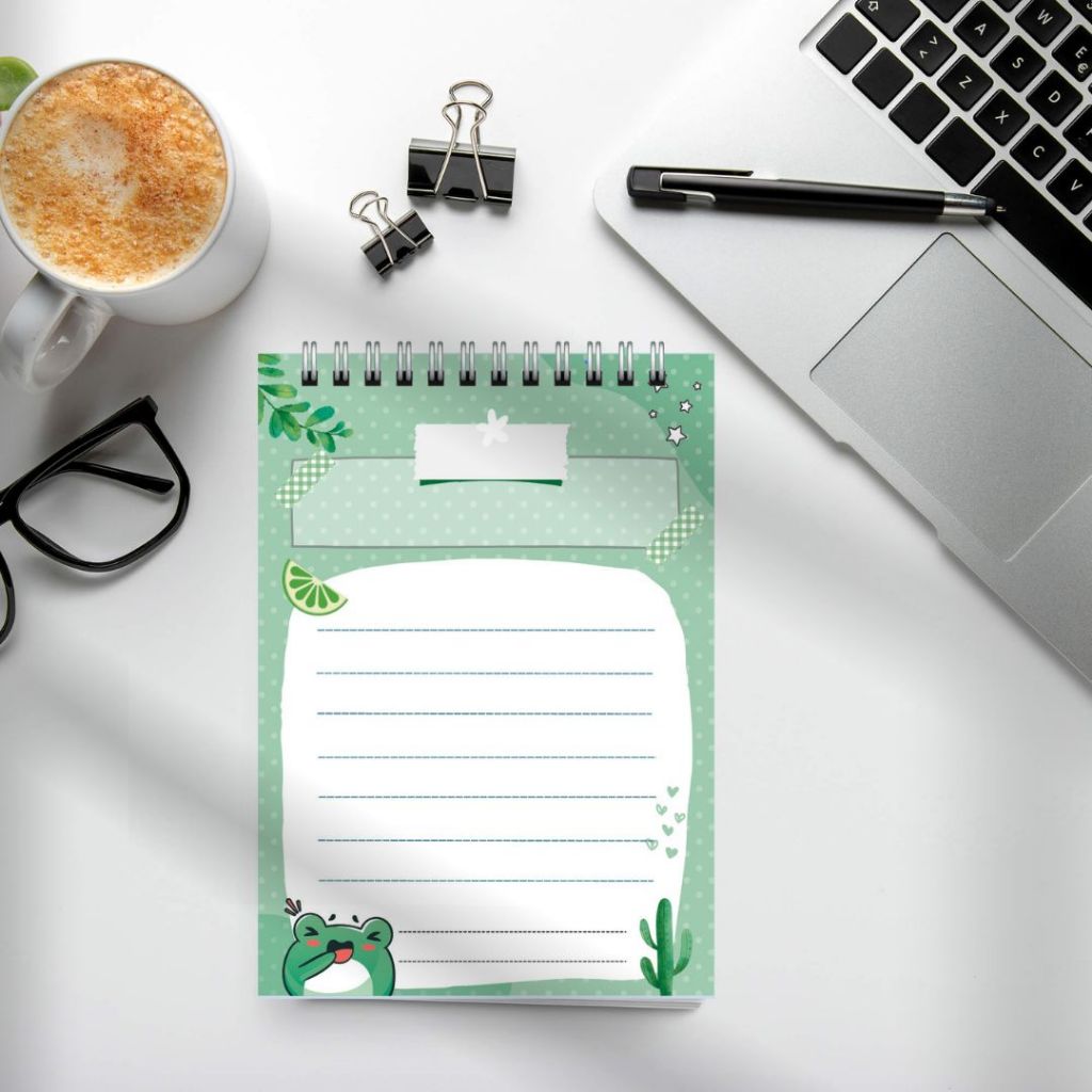 Sổ ghi chép từ vựng, học từ mới, size 14.5x10cm mẫu con ếch