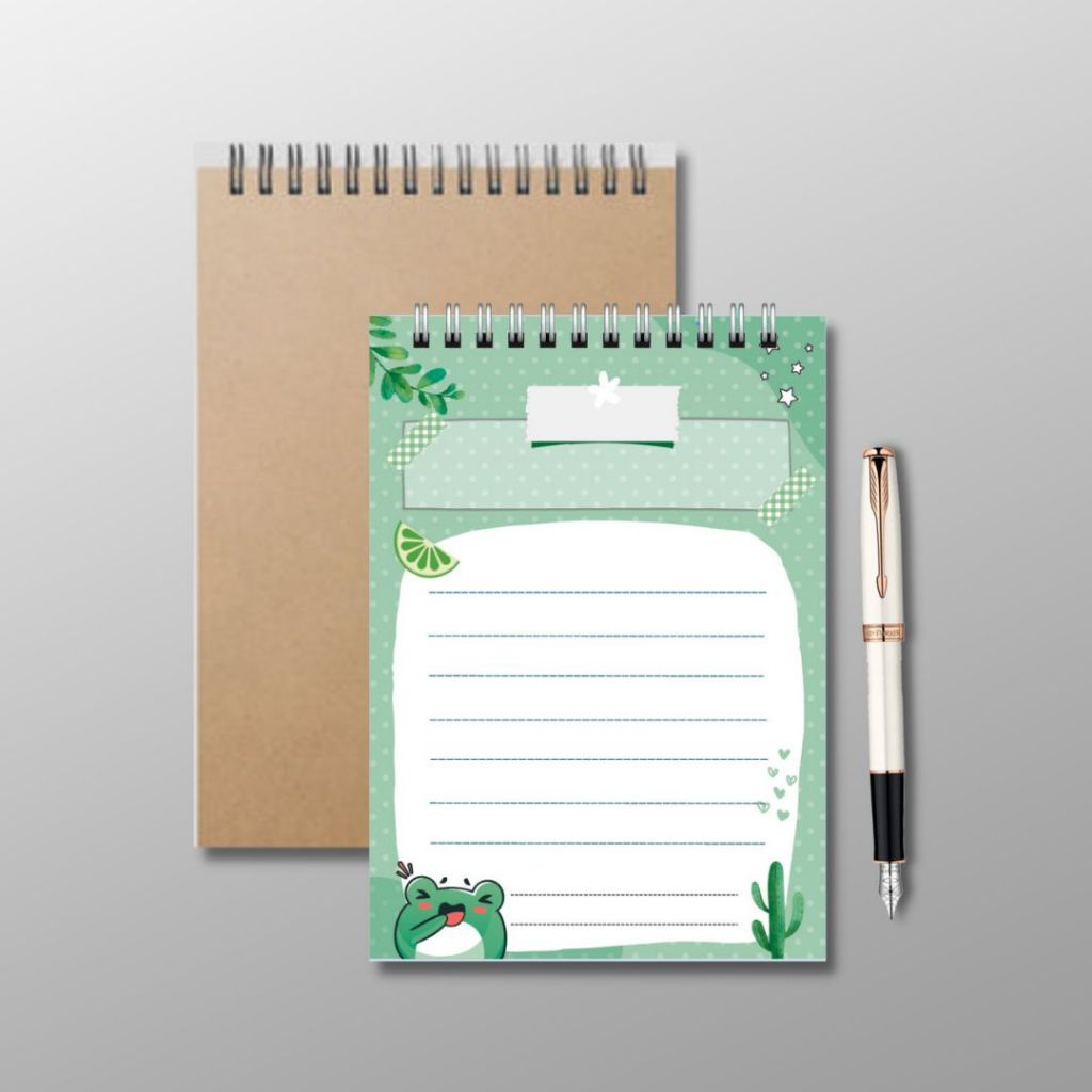 Sổ ghi chép từ vựng, học từ mới, size 14.5x10cm mẫu con ếch