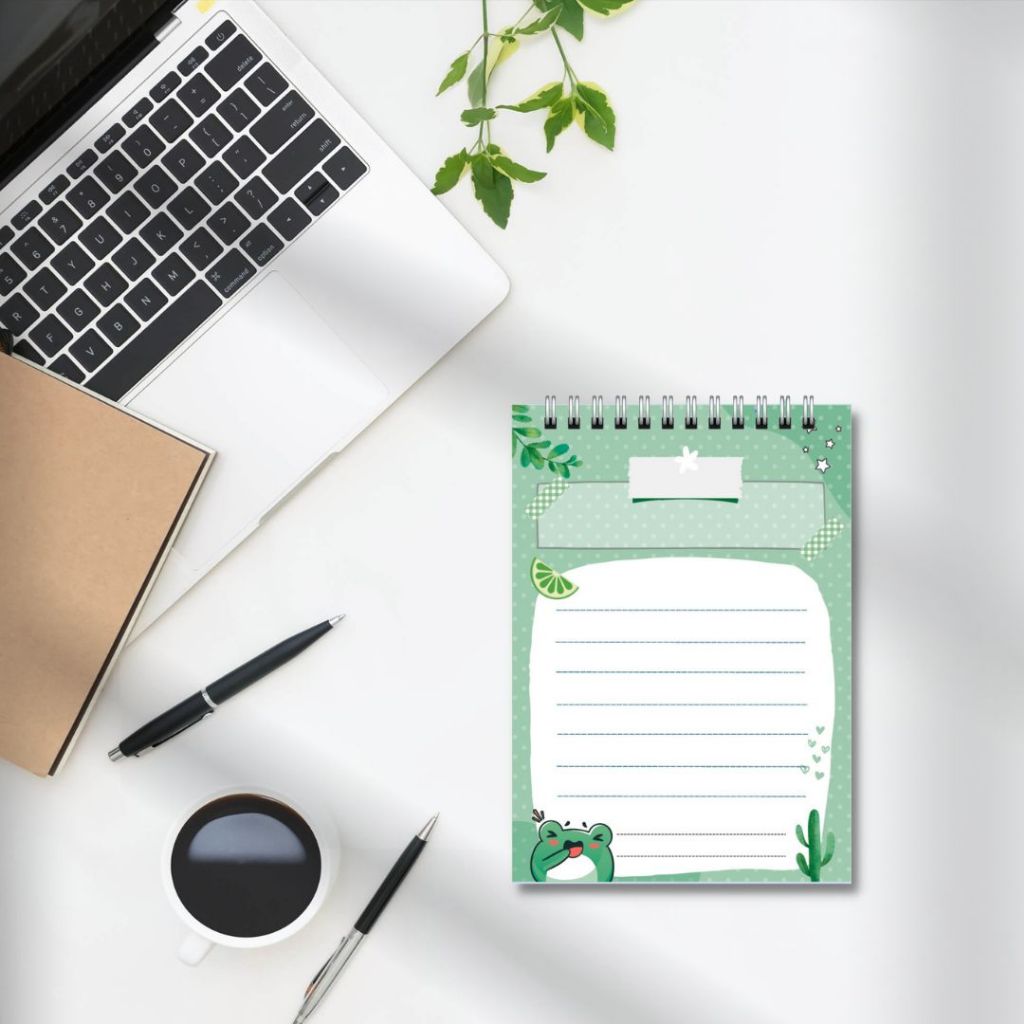 Sổ ghi chép từ vựng, học từ mới, size 14.5x10cm mẫu con ếch