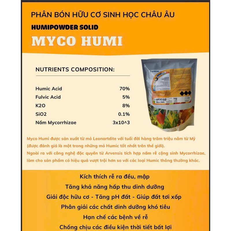 Humic Tây Ban nha, bổ sung chủng Mycorrhizae 1kg