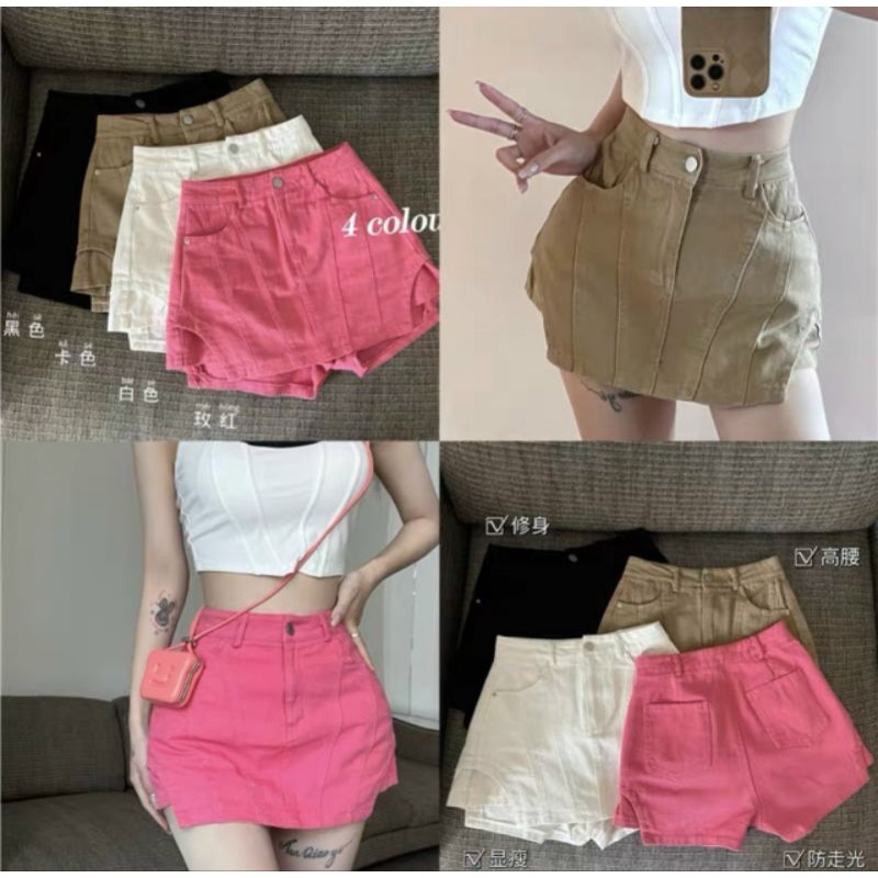 Quần giả váy kaki cạp cao dành cho nữ, quần đùi giả váy siêu dễ phối đồ - Q23
