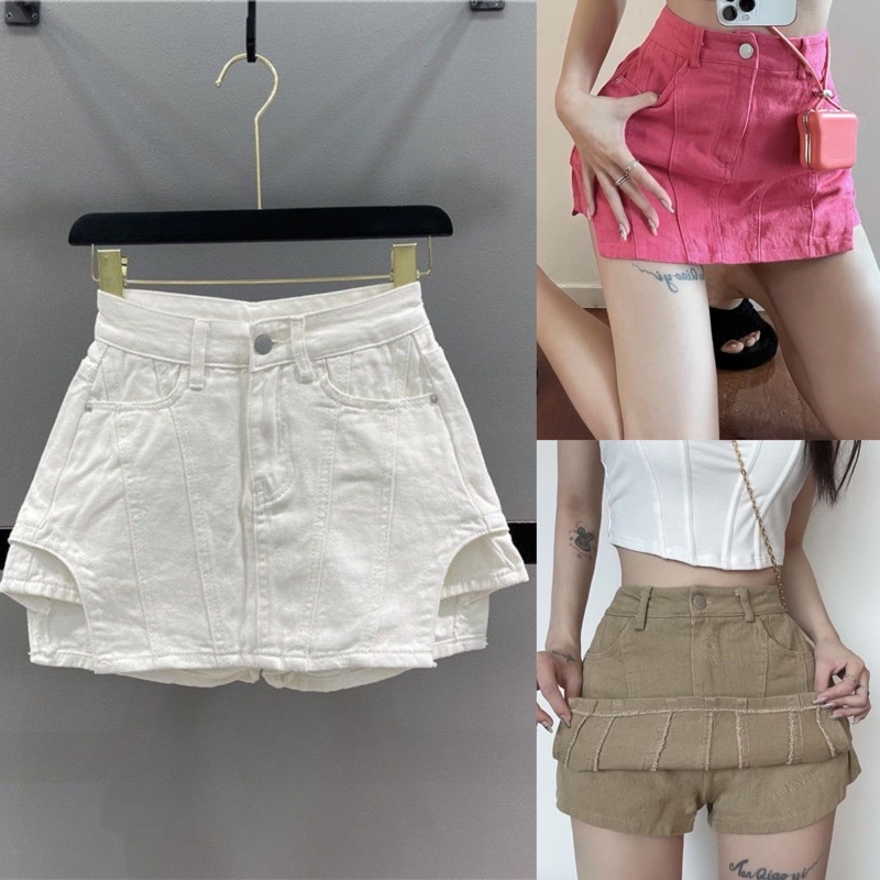 Quần giả váy kaki cạp cao dành cho nữ, quần đùi giả váy siêu dễ phối đồ - Q23