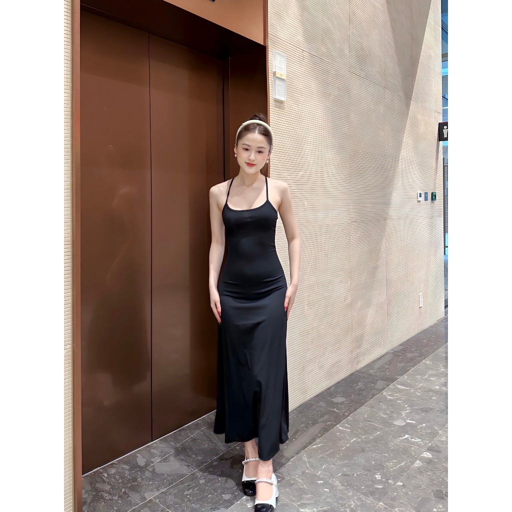 Đầm Body Nữ Hai Dây Dáng Dài Basic Ulzzang Chất Thun Gân Trung Dày Dặn Tôn Dáng - D02