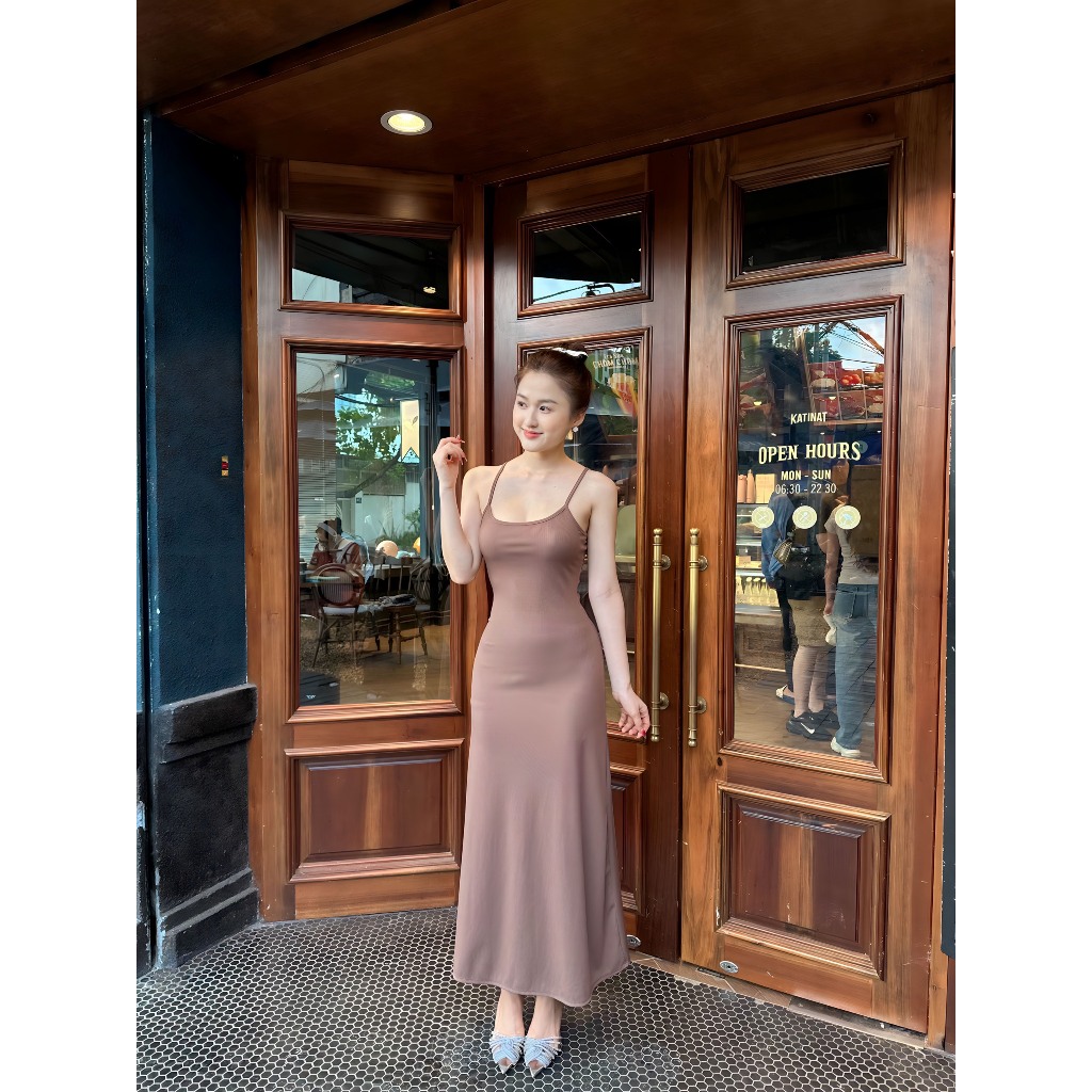 Đầm Body Nữ Hai Dây Dáng Dài Basic Ulzzang Chất Thun Gân Trung Dày Dặn Tôn Dáng - D02