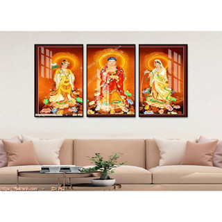 Tranh Treo Tường Phật Giáo Bộ 3 Tấm - Tranh Laminate Tráng Gương (50x70x3cm)