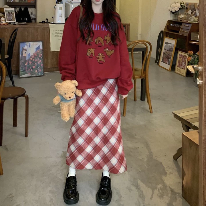 Chân váy dạ caro dáng bút chì , chân váy dạ midi 3 màu ulzzang ( có bigsize) ( Có Sẵn-Giao ngay)