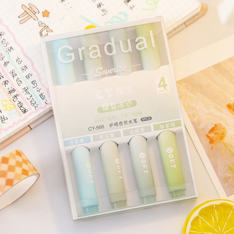 Set Bút Highlight Dạ Quang Set Bút 4 bút màu sắc sáng kích thước lớn ...