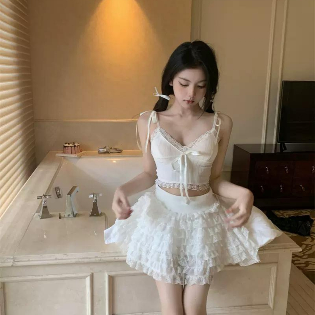Áo 2 dây kiểu ren dáng bra DaaLaa Store phối dây buộc nơ, phong cách gợi cảm A585