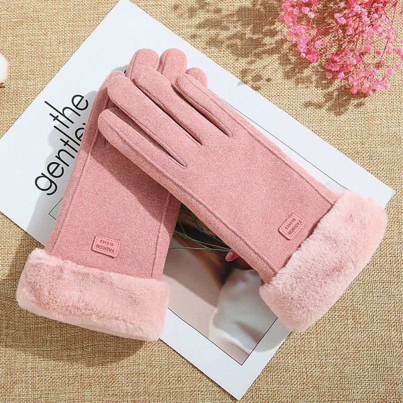 Găng tay lót nỉ giữ nhiệt màn hình cảm ứng da lộn - Găng tay nữ mùa đông nhiều màu (Tuyển   )