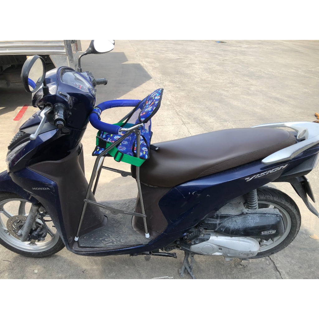 [ INOX DÂY ] GHẾ GA XẾP INOX VISION  AN TOÀN CHO BÉ KHI ĐI XE MÁY