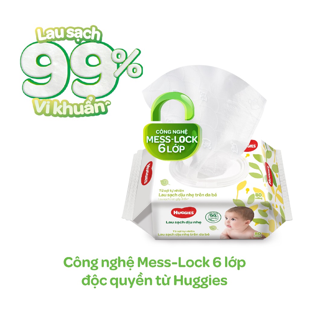 Ảnh Thùng 12 gói Khăn ướt Huggies không mùi (80 miếng/gói) 4