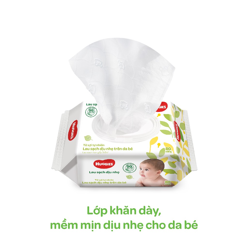 Ảnh Thùng 12 gói Khăn ướt Huggies không mùi (80 miếng/gói) 3