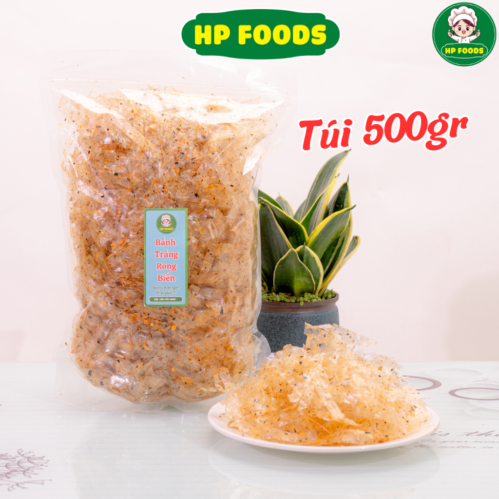 500gr Túi Zip Bánh tráng sợi rong biển tỏi phi chay mặn siêu ngon đặc ...