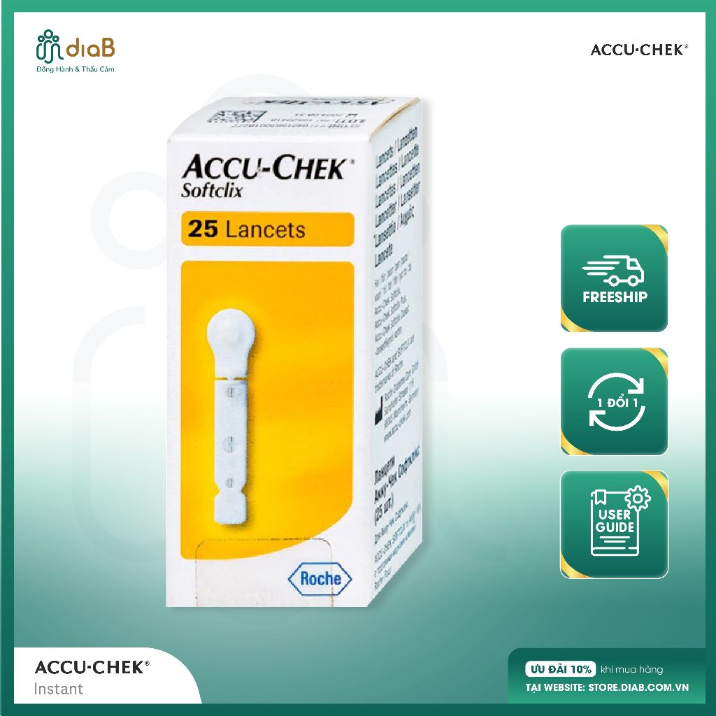 Kim lấy máu - ROCHE - Accu Chek® Instant - SoftClix - DIAB | Shopee ...