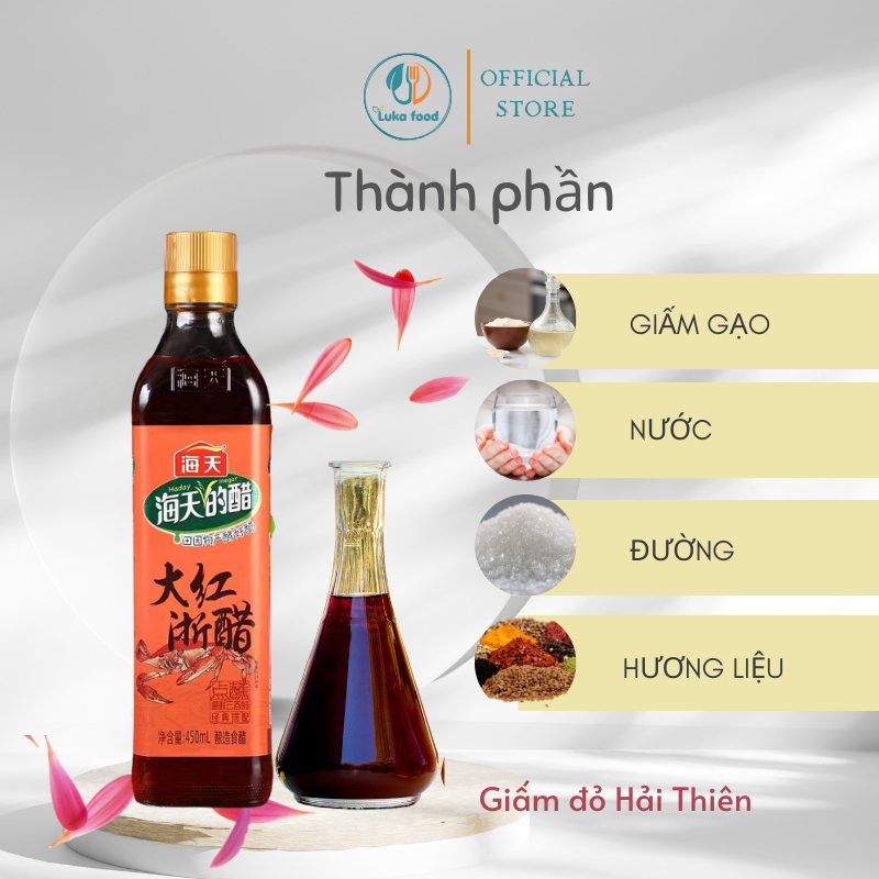 Giấm Đỏ Hải Thiên 450ml - Giấm Tiều Pha Nước Chấm Há Cảo, Hủ Tiếu Mì Gia Truyền, Vị Chua Dịu, Dùng Cho Món Hoa Luka Food