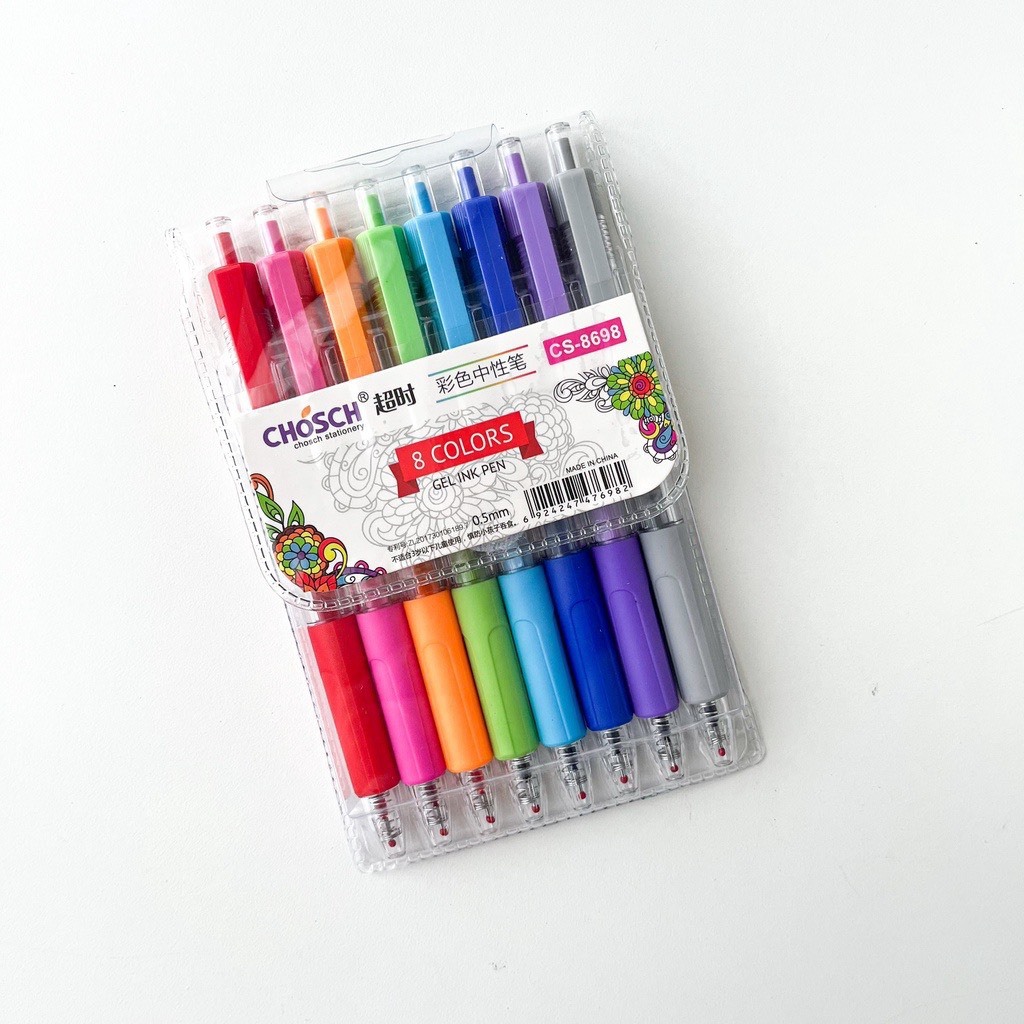 Product image Bút Gel Bấm Chosch CS-8698 8 màu (8 cây/vỉ) 4