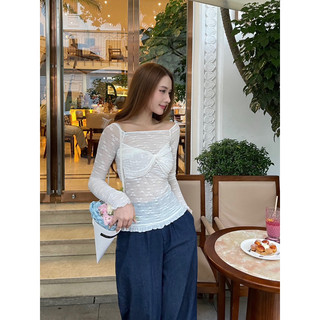 Look Basicc - Áo lưới thêu hoa trễ vai ANNA SHIRT