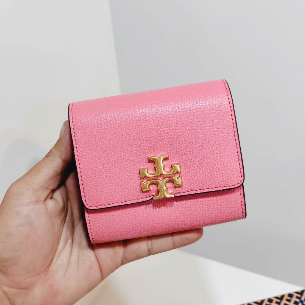 Fullbox VI N TORY BURCH Kira Medium Foldable Wallet In Bubblegum Pink Gold Shopee Vi t Nam