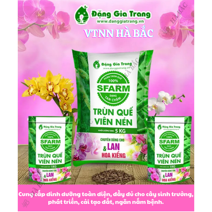 Viên Nén Trùn Quế Tan Chậm SFARM - Phân Dưỡng Vi Sinh Cao Cấp Loại 1KG Chuyên Dùng Cho Lan