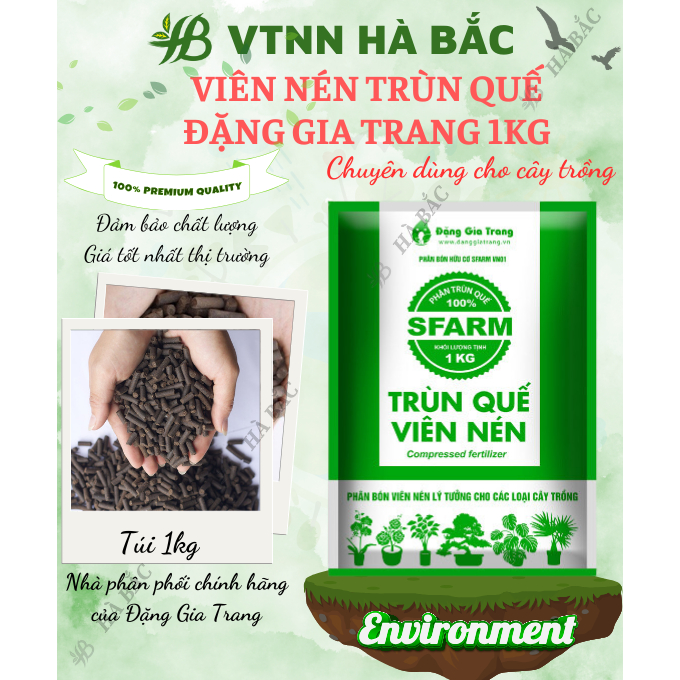 Viên Nén Trùn Quế SFARM - Phân Dưỡng Vi Sinh Cao Cấp Loại 1KG, Giúp Tăng Năng Suất Cao Cho Cây Trồng
