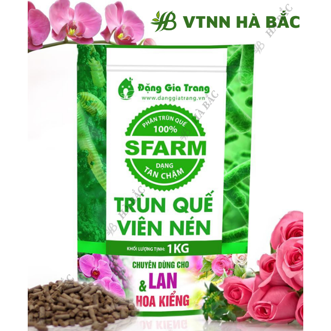 Viên Nén Trùn Quế Tan Chậm SFARM - Phân Dưỡng Vi Sinh Cao Cấp Loại 1KG Chuyên Dùng Cho Lan
