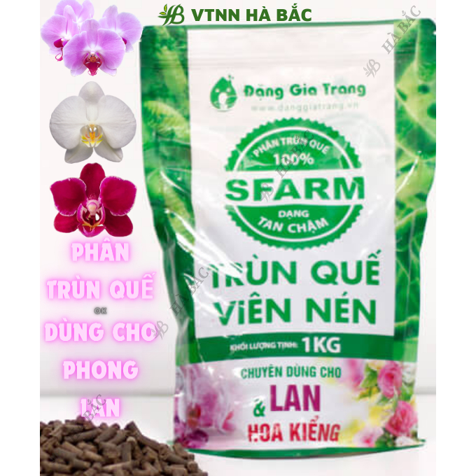 Viên Nén Trùn Quế Tan Chậm SFARM - Phân Dưỡng Vi Sinh Cao Cấp Loại 1KG Chuyên Dùng Cho Lan