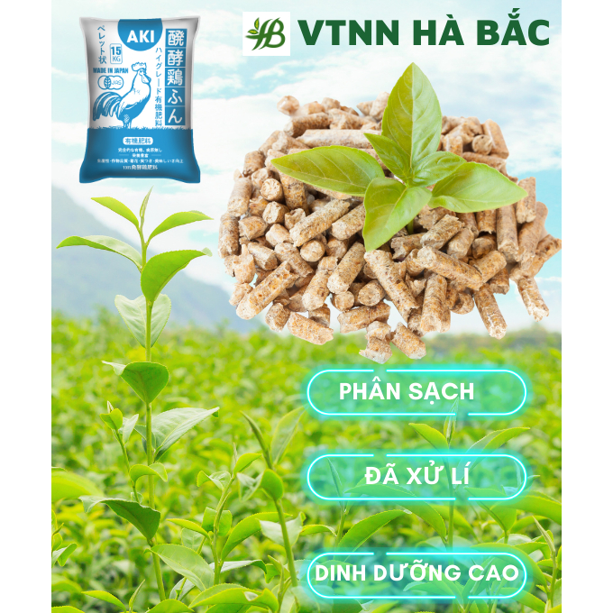 Phân Gà Viên Nhật Bản AKI - Loại 15KG Dùng Cho Tất Cả Các Loại Cây, Phù Hợp Với Các Giai Đoạn Của Cây