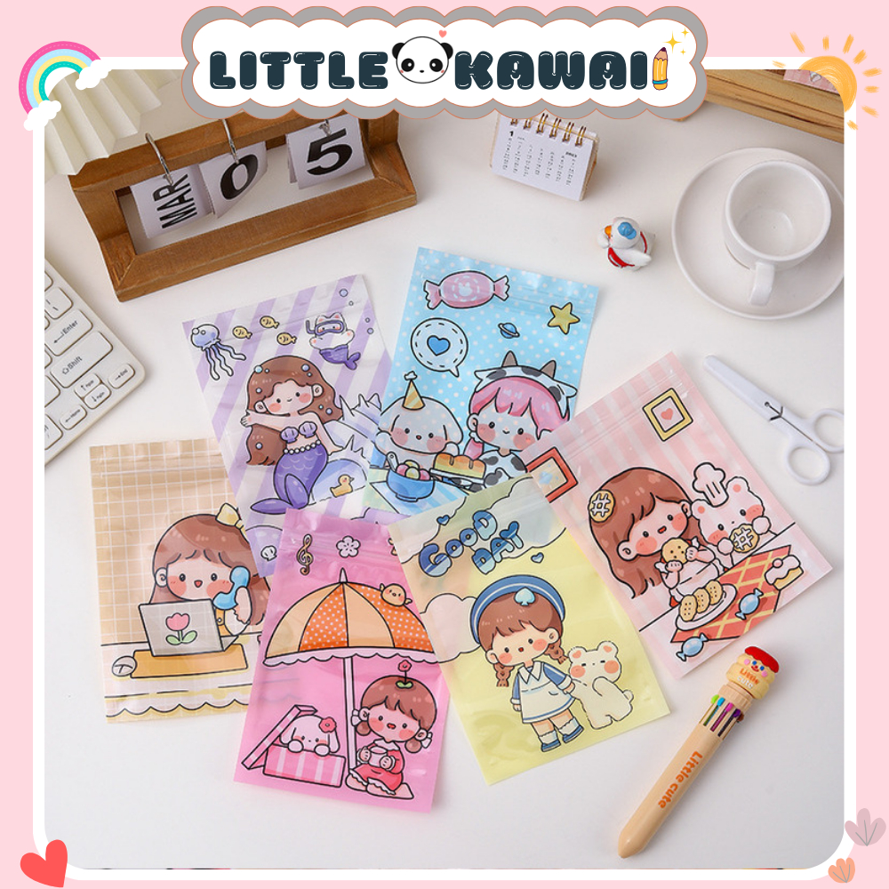 Túi zip dọc đựng quà, bánh kẹo, đồ nhỏ mini, sticker, kẹp tóc hình bé ...