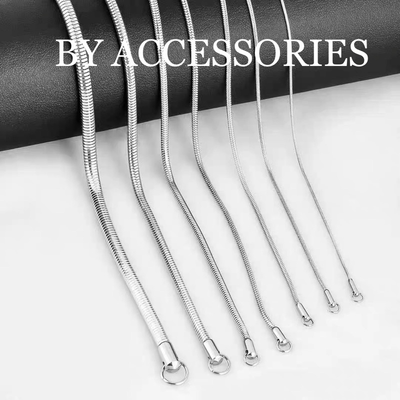 Dây chuyền nam nữ unisex titan thép titan trơn kiểu mì xương rắn nhiều size độ dài từ 70cm không gỉ BY ACCESSORIES