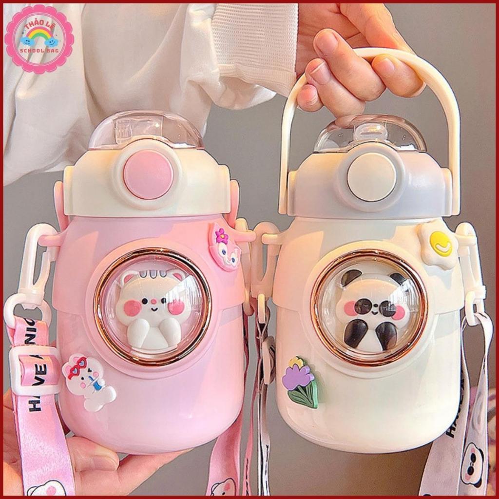 Bình giữ nhiệt cho bé đi học INOX 316 700ML bình nước trẻ em siêu dễ thương cute có dây đeo, có quà tặng kèm TL2315