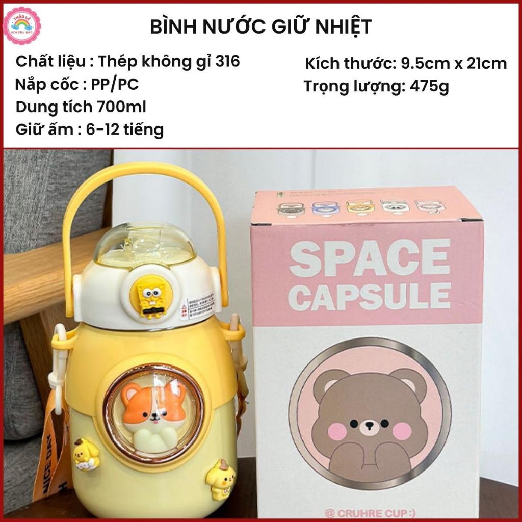 Bình giữ nhiệt cho bé đi học INOX 316 700ML bình nước trẻ em siêu dễ thương cute có dây đeo, có quà tặng kèm TL2315